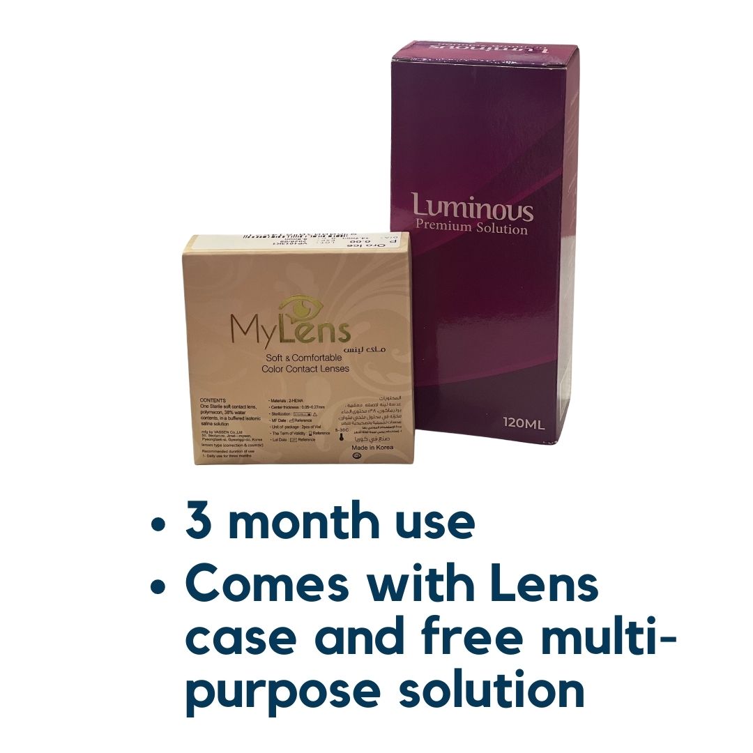 My Lens Power Light Brown w/ Solution @ ماي لينس - لايت براون طبي مع محلول
